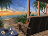 Jimmy's Place palm tree sunset painting by Kim Hight