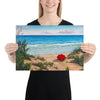 Crimson Umbrella beach wall art 12x18 by Kim Hight