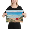Crimson Umbrella beach wall art 12x16 by Kim Hight