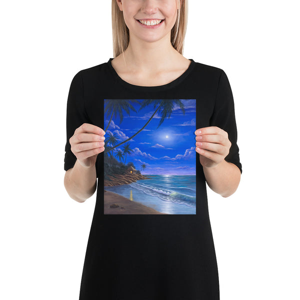 Tropical Moonlight painting of the ocean 8x10 by Kim Hight