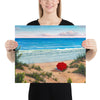Crimson Umbrella painting of the ocean 16x20 by Kim Hight