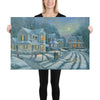 A Simpler Time snowman painting 24x36 by Kim Hight