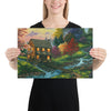 Autumn at the Mill fall tree painting 12x18 by Kim Hight