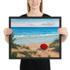 Crimson Umbrella painting of the ocean 16x20 by Kim Hight