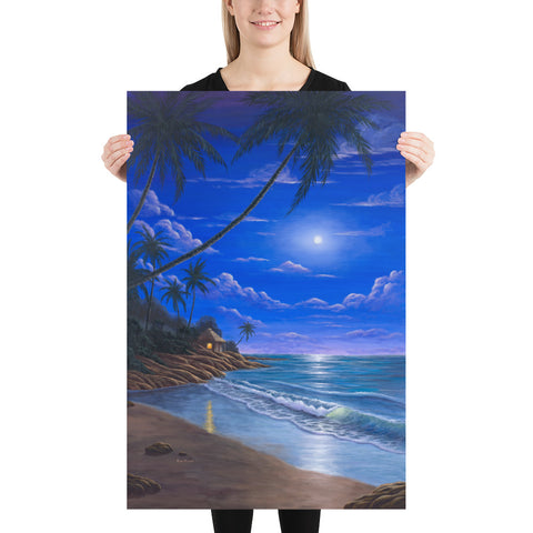 Tropical Moonlight painting of the moon 24x36 by Kim Hight