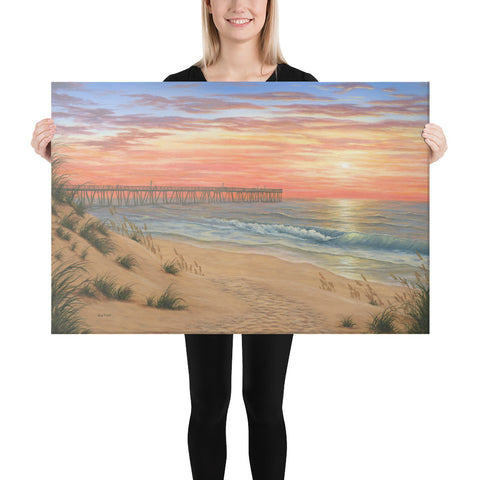 Pier 19 beach sunset painting 24x36 by Kim Hight