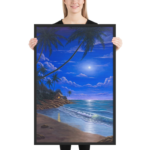 Tropical Moonlight framed art 24x36 by Kim Hight
