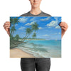 Blue Paradise palm tree painting 16x20 by Kim Hight