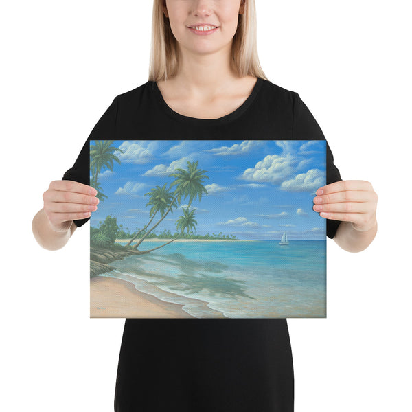 Blue Paradise beach art on canvas 12x16 by Kim Hight